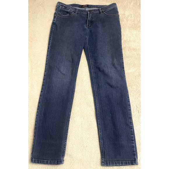 babsan Jeans Womens Size 34 Straight Leg Dark Wash Denim - Picture 1 of 9
